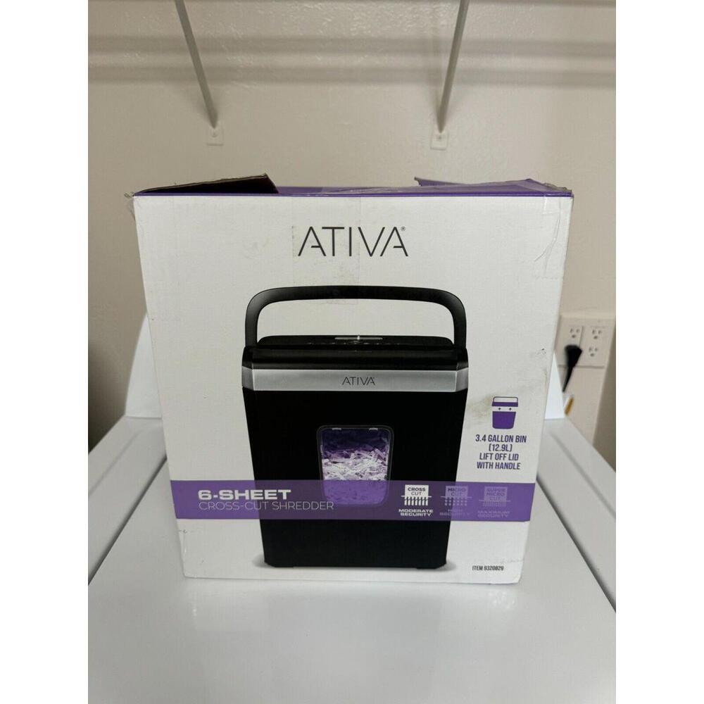 Ativa  A06CC19  6-Sheet Cross-Cut Shredder, 3.4 Gallon Bin